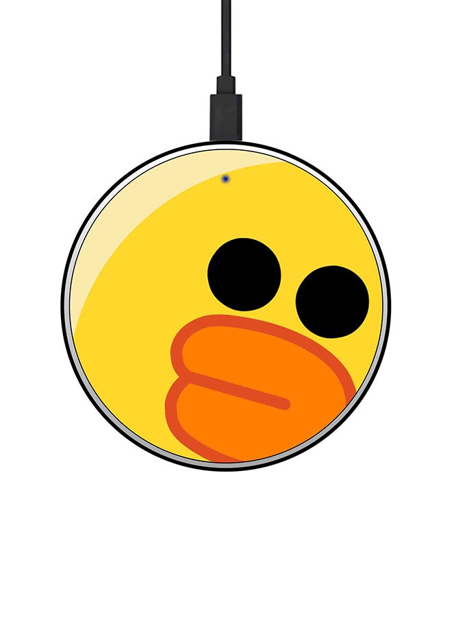 Theodor Big Duck Printed Ultra Slim Fast Wireless Charger With USB Cable Yellow/Orange/Black  - Image 1