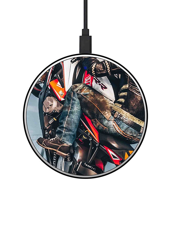Theodor Bike Printed Ultra Slim Fast Wireless Charger With USB Cable Multicolour - Image 1