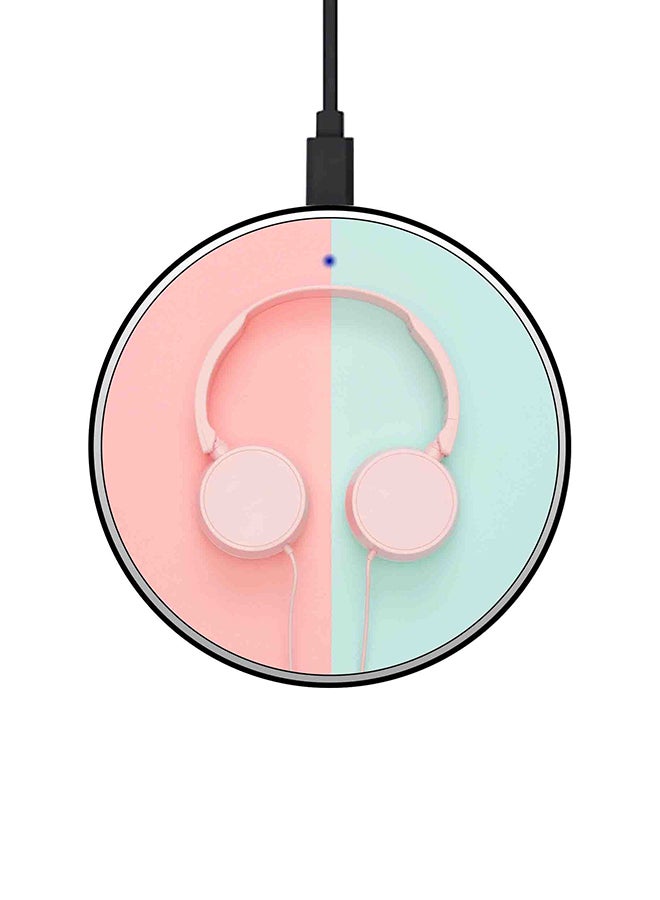 Theodor Headphone Printed Ultra Slim Fast Wireless Charger With USB Cable Multicolour - Image 1