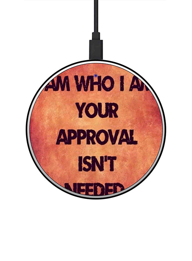 Theodor I Am Who I Am Printed Ultra Slim Fast Wireless Charger With USB Cable Orange/Brown - Image 1