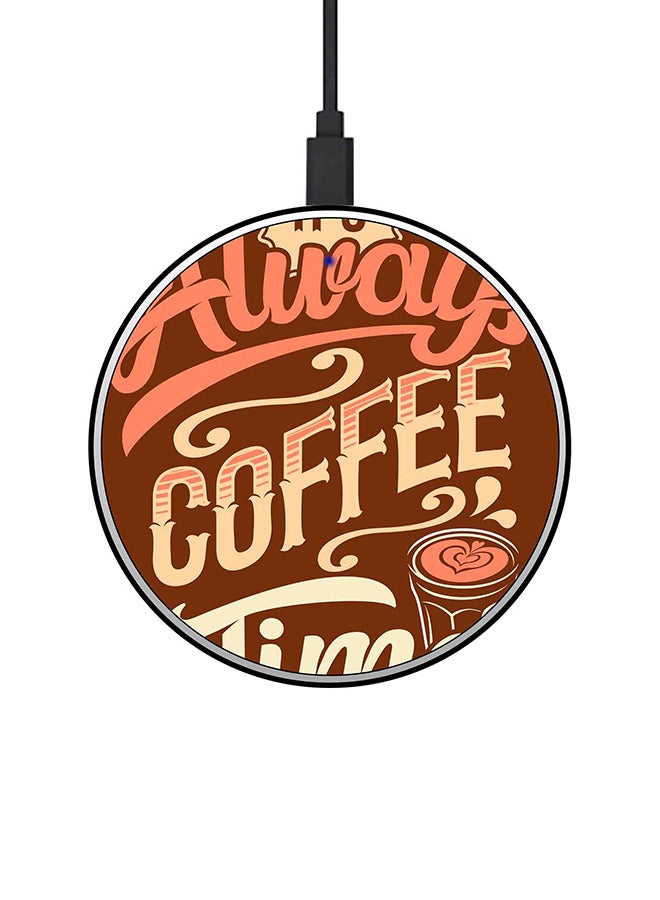 Theodor Its Always Printed Ultra Slim Fast Wireless Charger With USB Cable Brown/Pink - Image 1