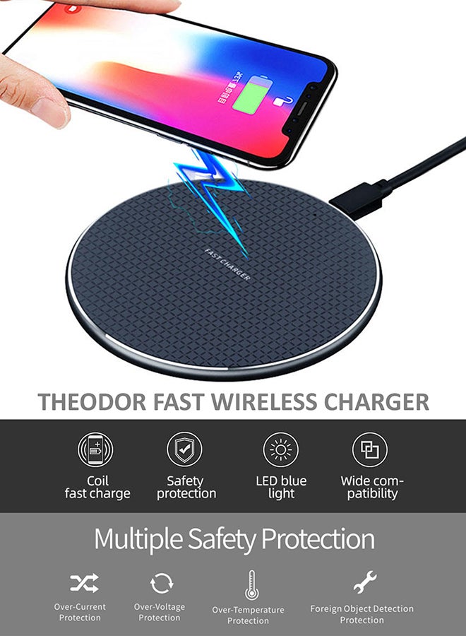 Theodor - Skating Penguin Printed Fast Wireless Charger With USB Cable Multicolour - Image 1