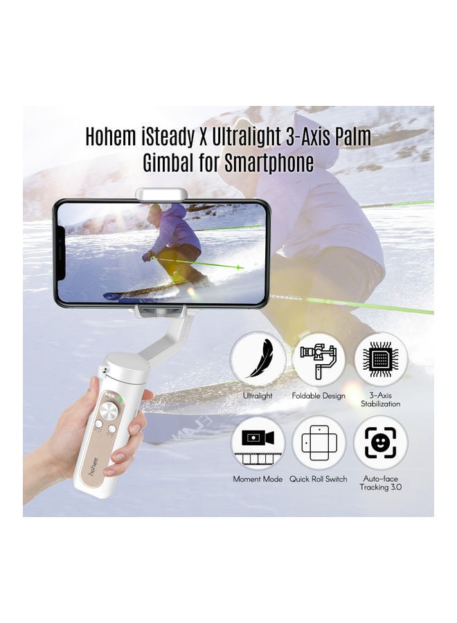 hohem - 5-Piece iSteady X Ultralight 3-Axis Palm Gimbal Handheld Stabilizer Set White/Beige - Image 1