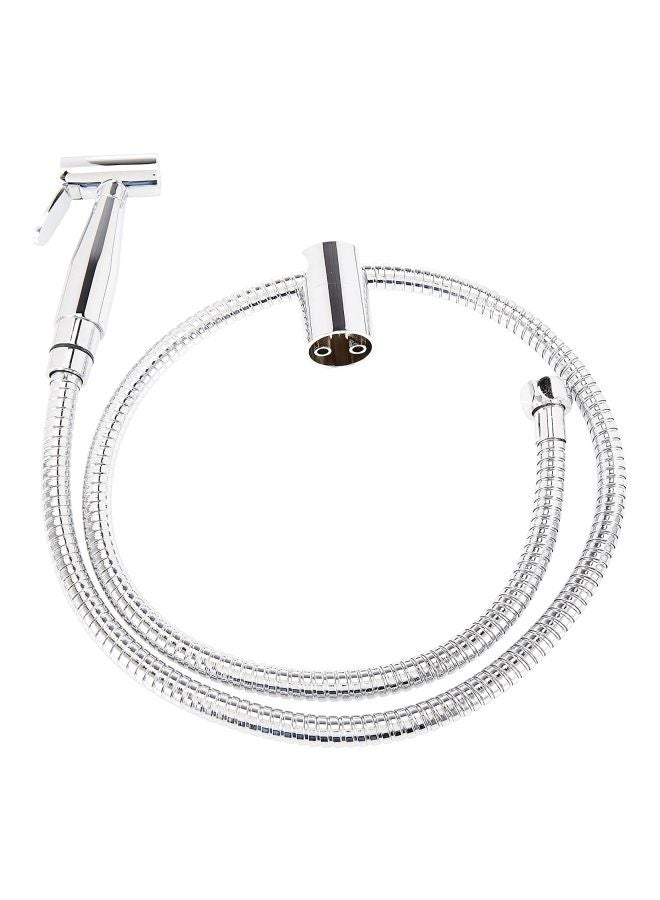 GEEPAS Geepas Shattaf Set| Stainless Steel Hand Held Sprayer with a 1.2 Meter Stainless Steel Hose Cloth Diaper Spray | High Pressure-Leak Proof-Stainless Steel Jet Spray Cleaner | 2 Years Warranty Silver  - Image 1