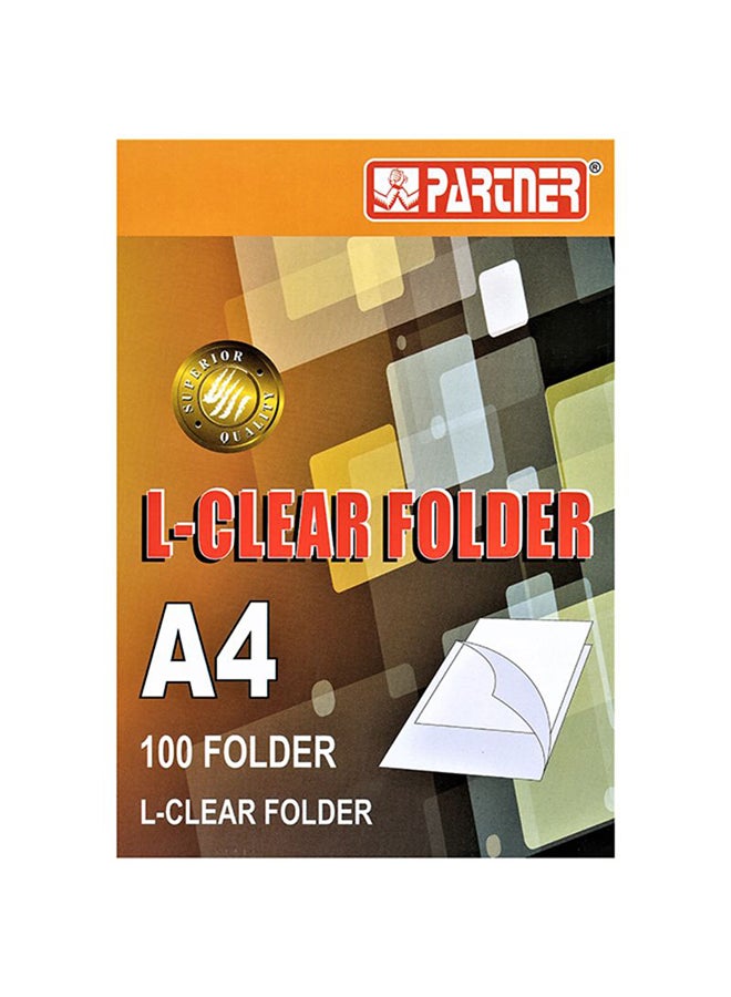 100-Piece A4 L-Shape Folder Box Clear