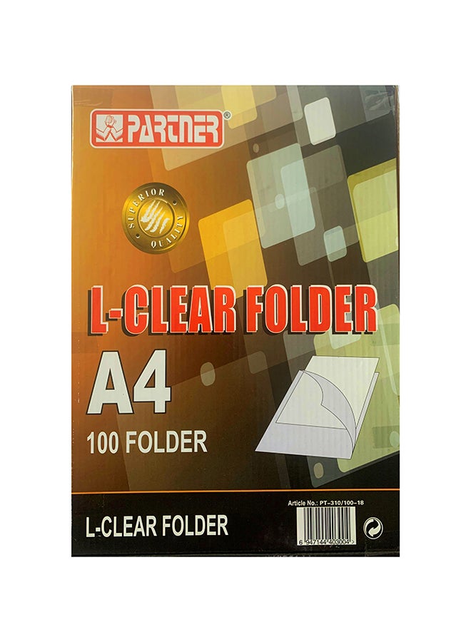 100-Piece A4 L-Shape Folder Box Clear