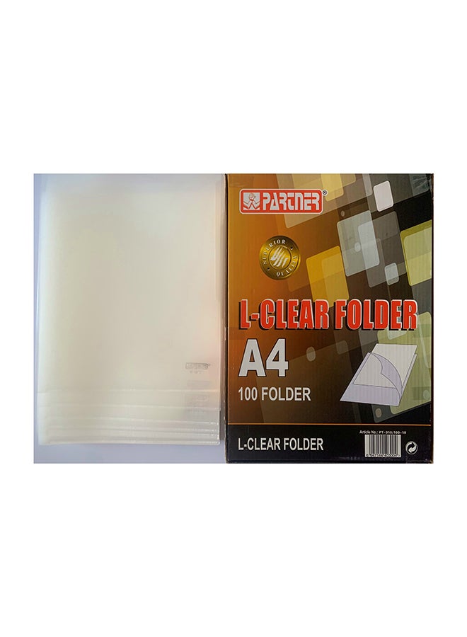 100-Piece A4 L-Shape Folder Box Clear