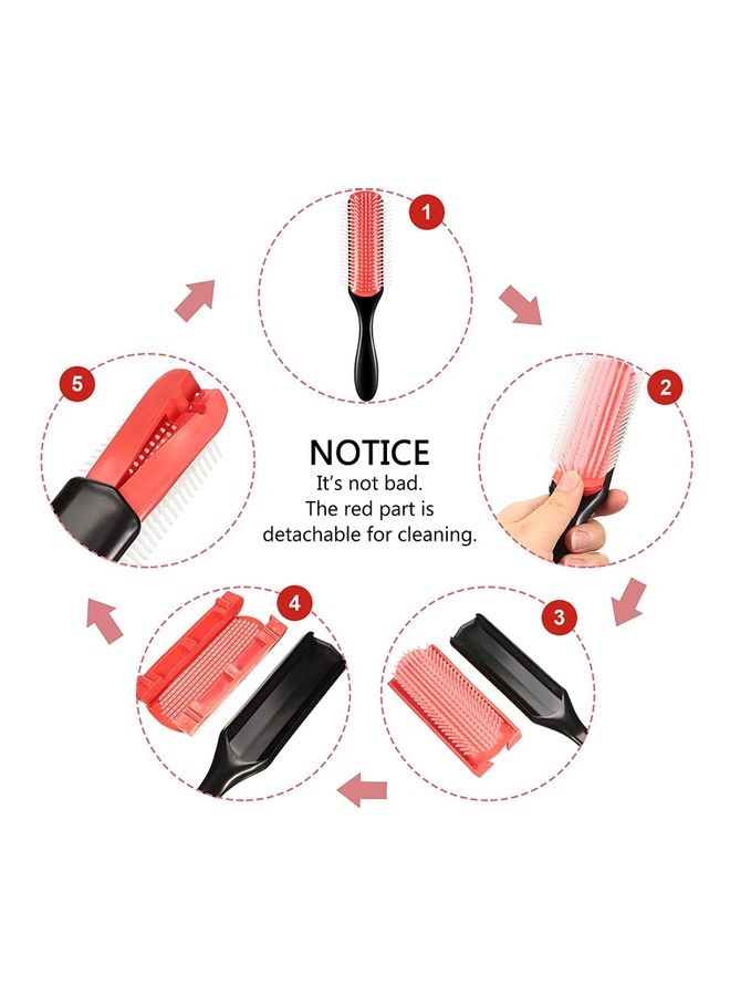 ZENHOME Nylon Bristle Hair Combing Brush Pink/Black - Image 2