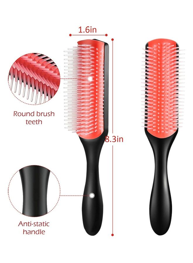 ZENHOME Nylon Bristle Hair Combing Brush Pink/Black - Image 3