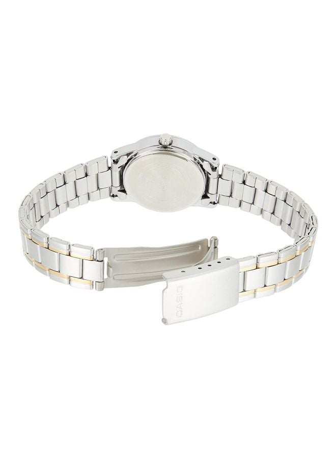 كاسيو ساعة يد بعقارب وسوار من الإستانلس ستيل طراز LTP-V001SG-9 - مقاس 25 مم - فضي/ذهبي للنساء - Image 2