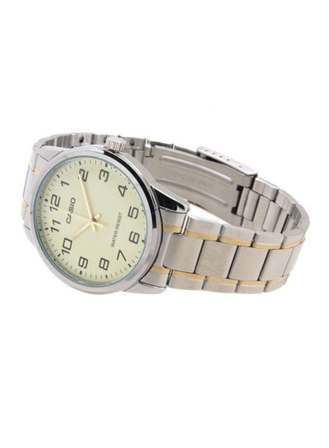 كاسيو ساعة يد بعقارب وسوار من الإستانلس ستيل طراز LTP-V001SG-9 - مقاس 25 مم - فضي/ذهبي للنساء - Image 4
