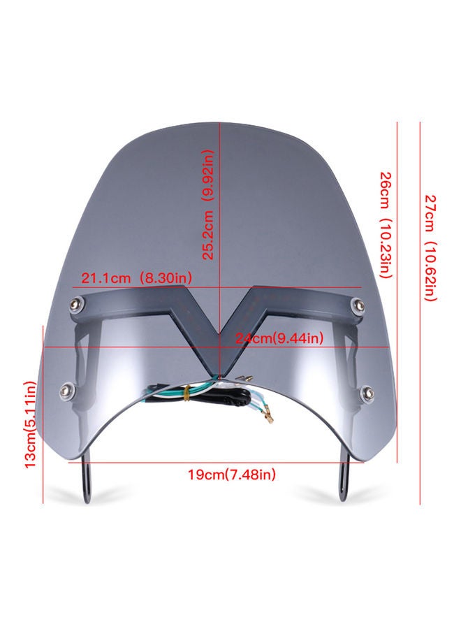 Generic Universal Motorcycle Windshield With DRL Turn Signal Light  - Image 5
