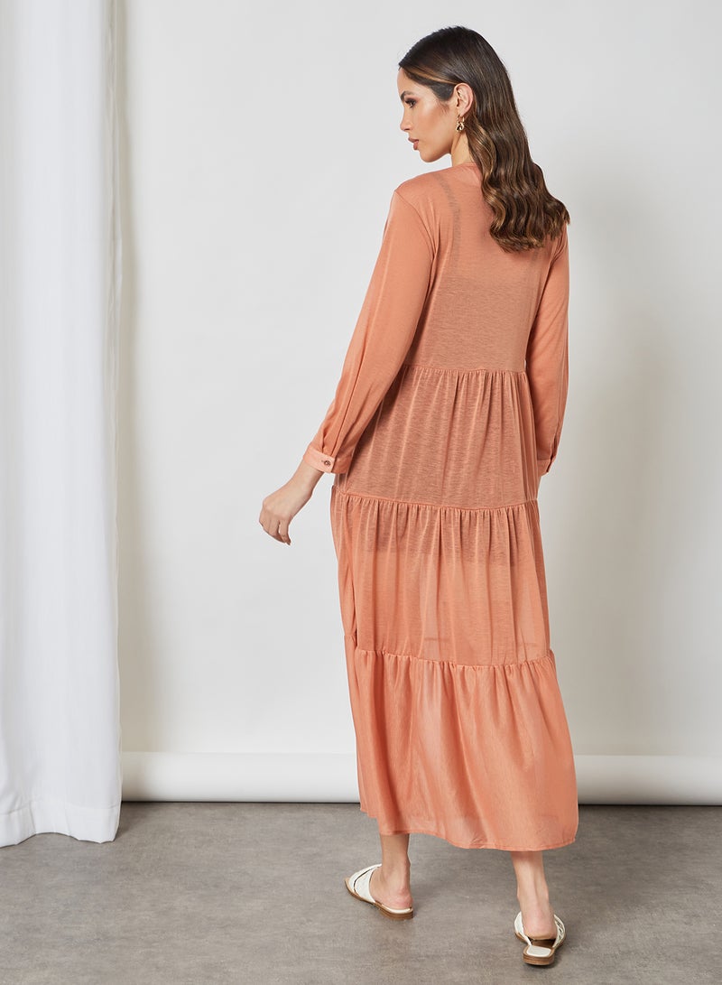 Tiered Sheer Midi Dress Peach - v1623313029/N45031496V_2