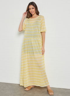 Striped Sheer Maxi Dress Yellow