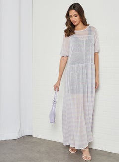 Striped Sheer Maxi Dress Purple