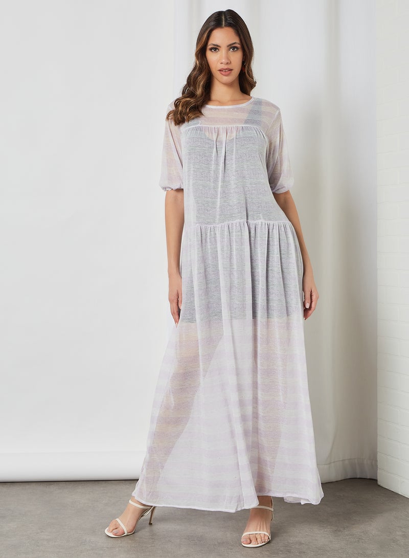 SIVVI for HANIYA - Striped Sheer Maxi Dress Purple - Image 1