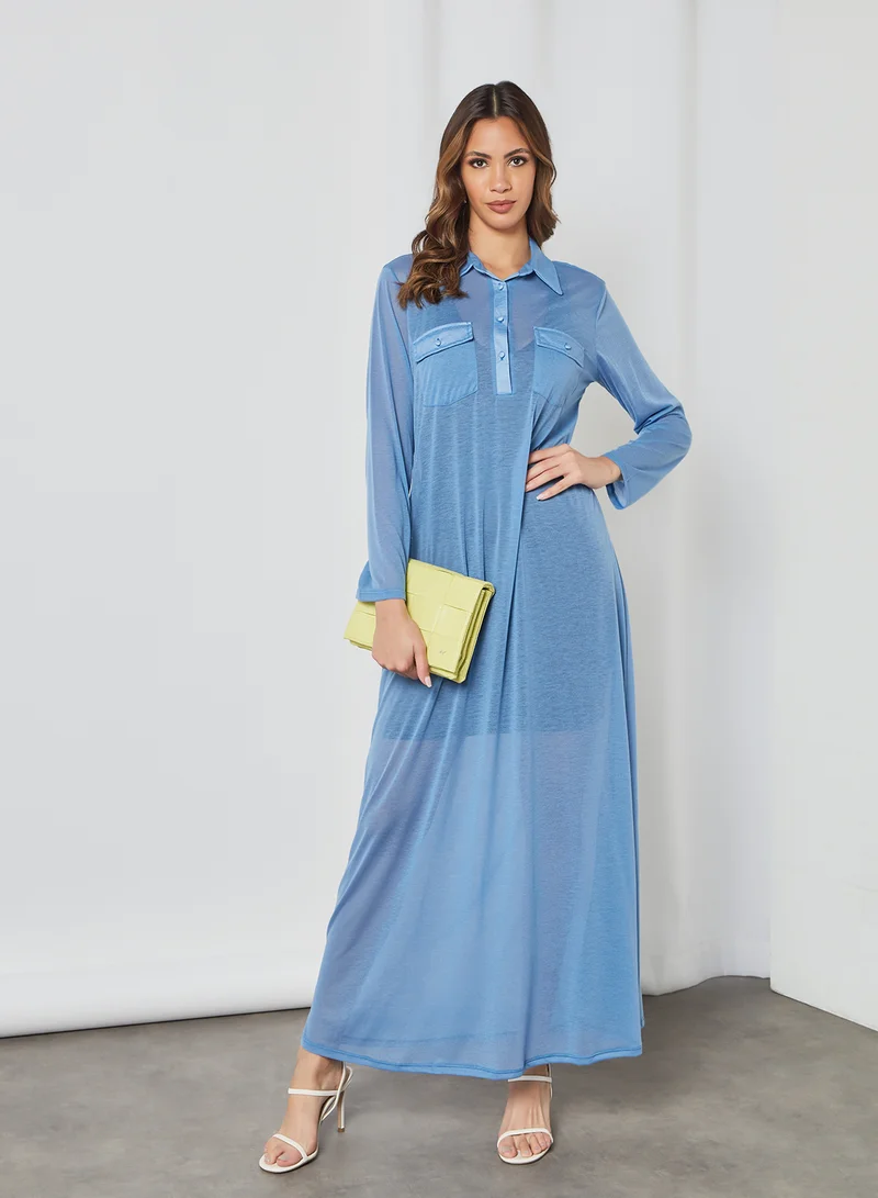 SIVVI for HANIYA Collared Maxi Dress Blue