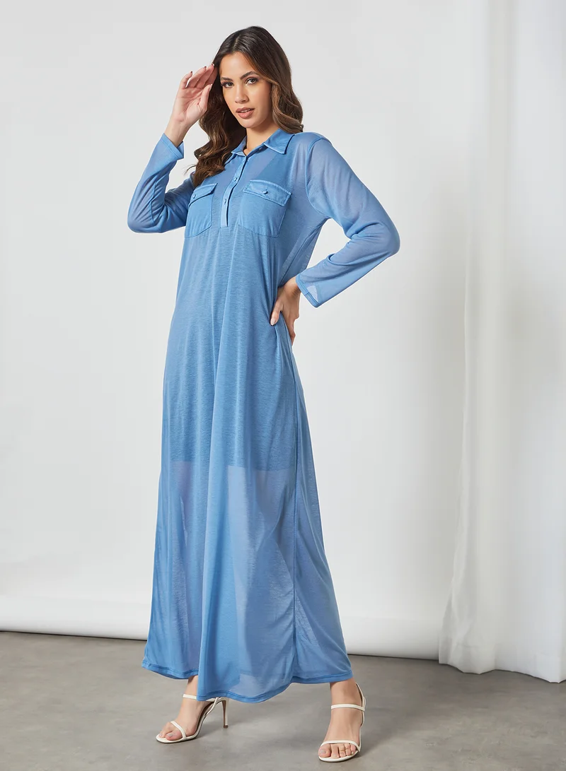 SIVVI for HANIYA Collared Maxi Dress Blue