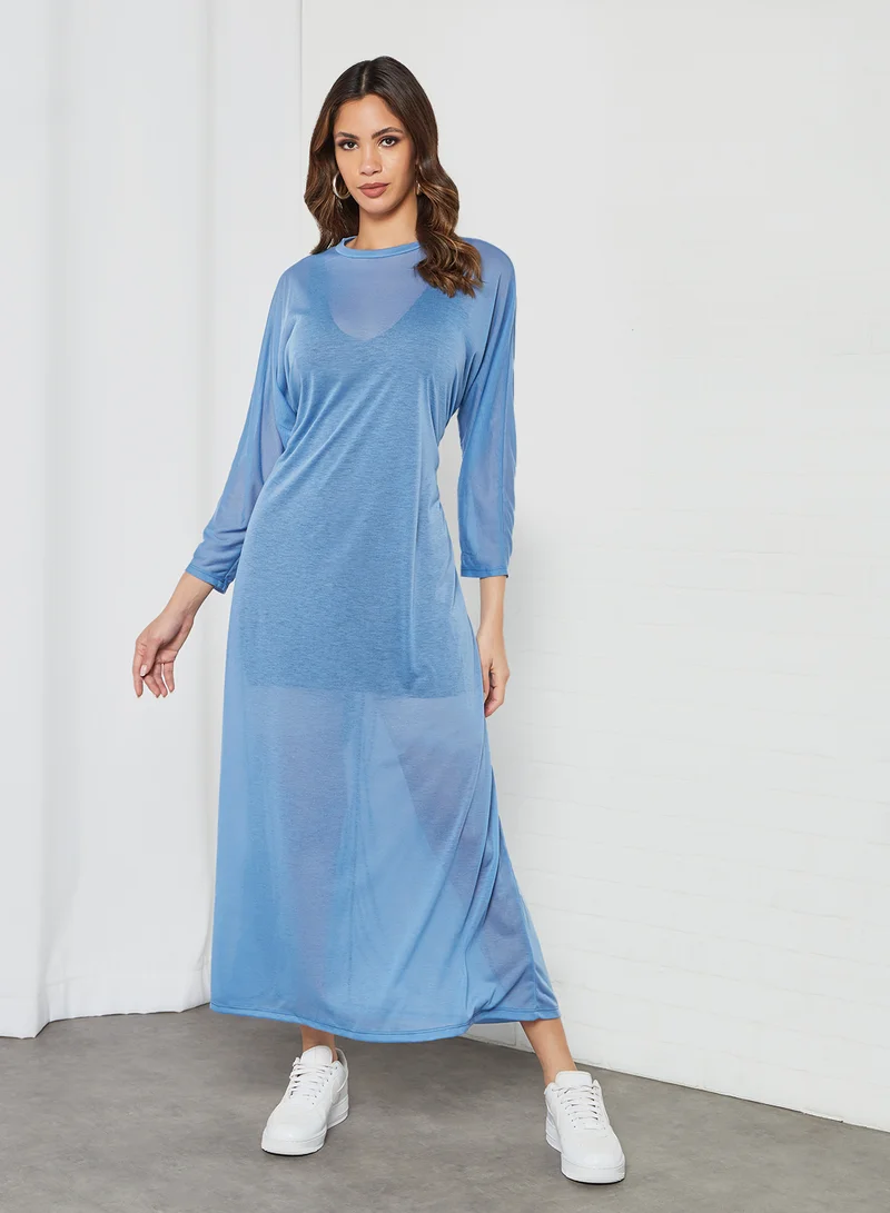 SIVVI for HANIYA Sheer Knit Dress Blue