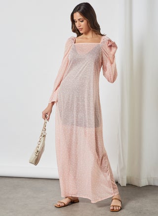 Dot Print Sheer Dress Pink - v1623313034/N45031699V_1