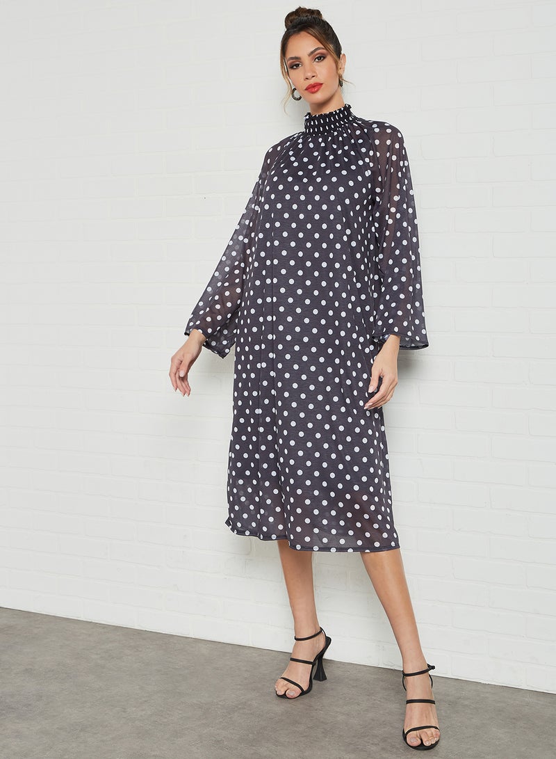 SIVVI for HANIYA Polka Dot Print Dress Black - Image 1