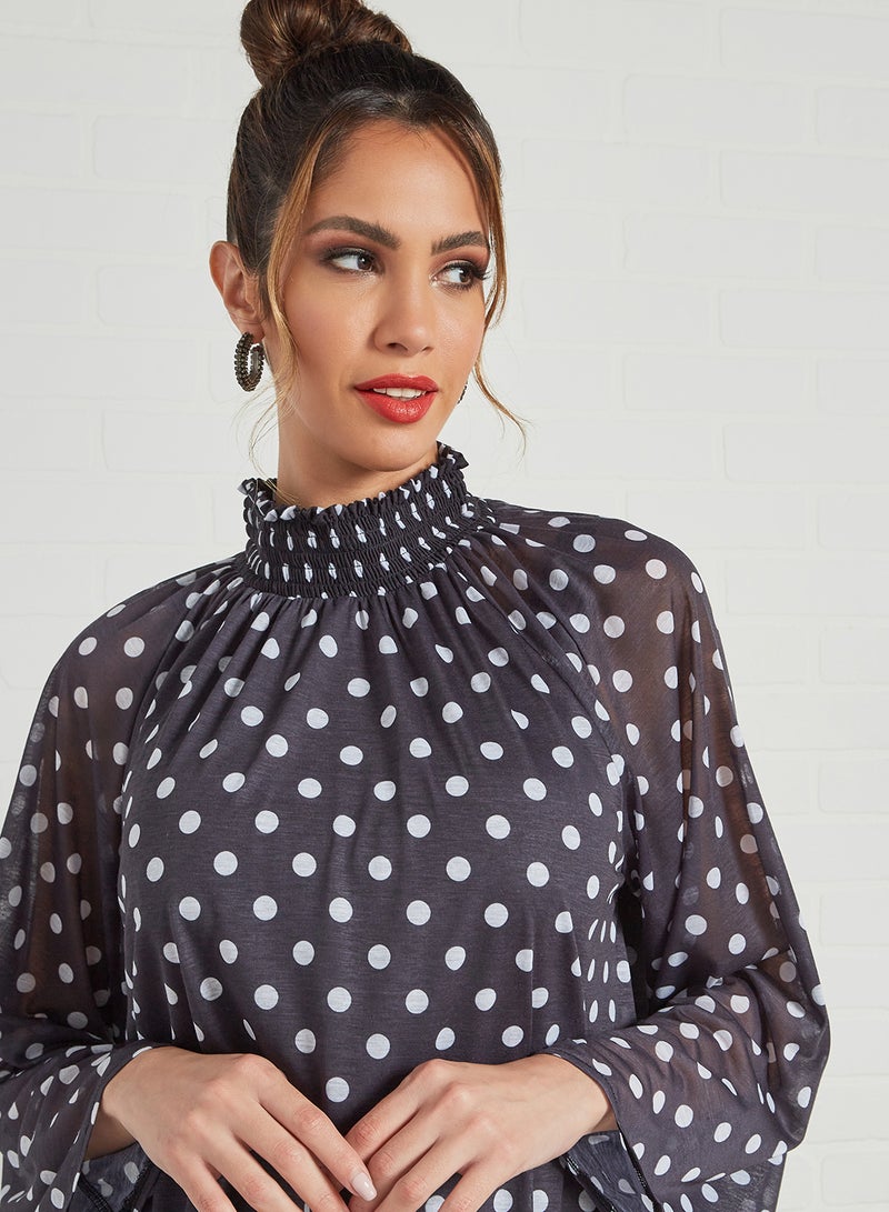 SIVVI for HANIYA Polka Dot Print Dress Black - Image 3