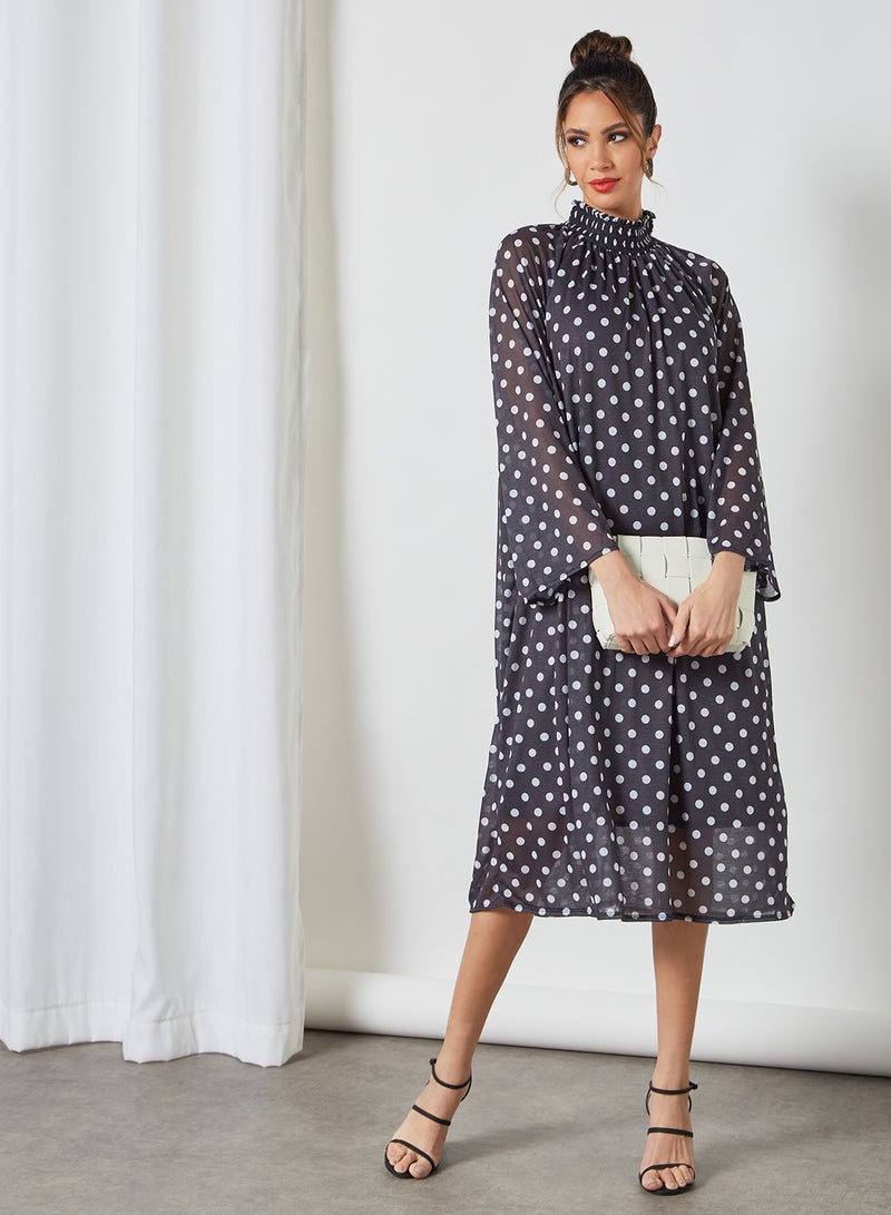 SIVVI for HANIYA Polka Dot Print Dress Black - Image 2