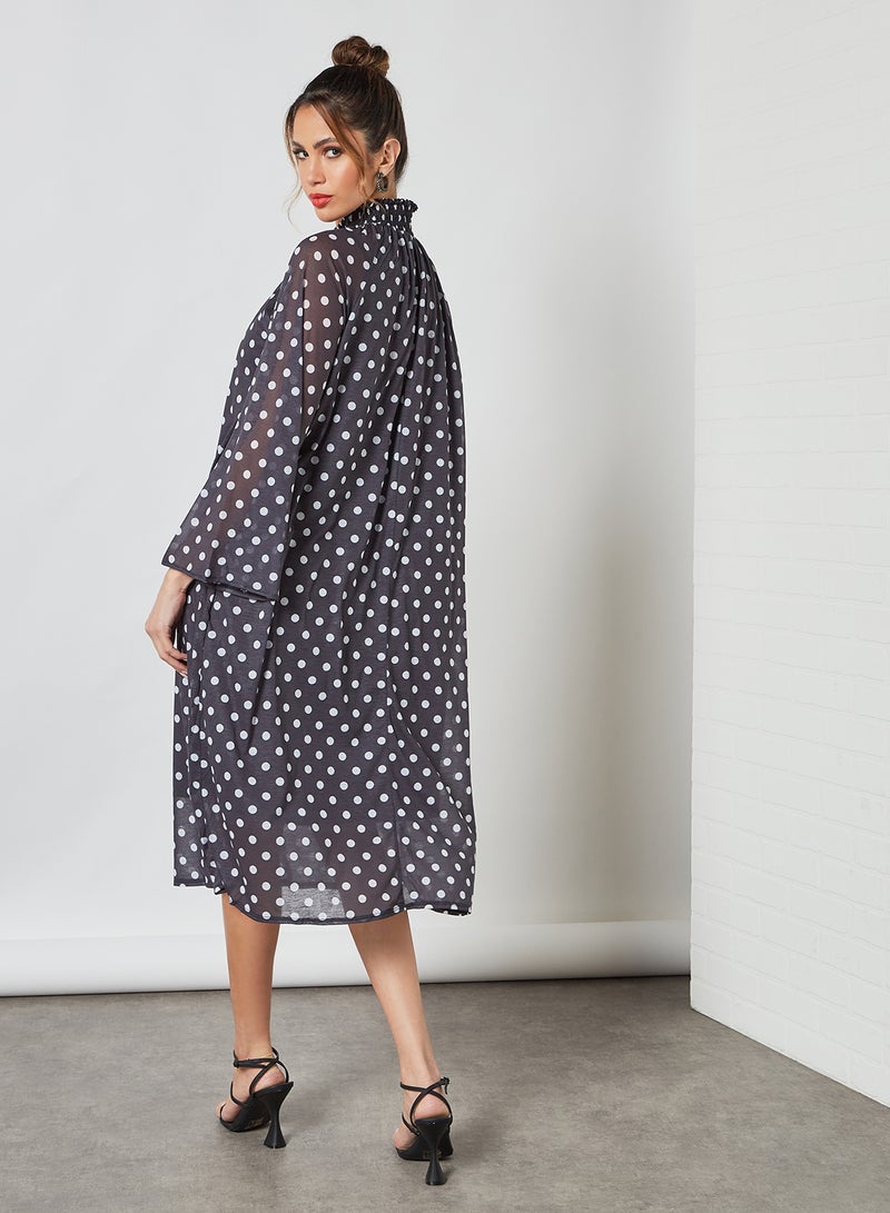 SIVVI for HANIYA Polka Dot Print Dress Black - Image 4
