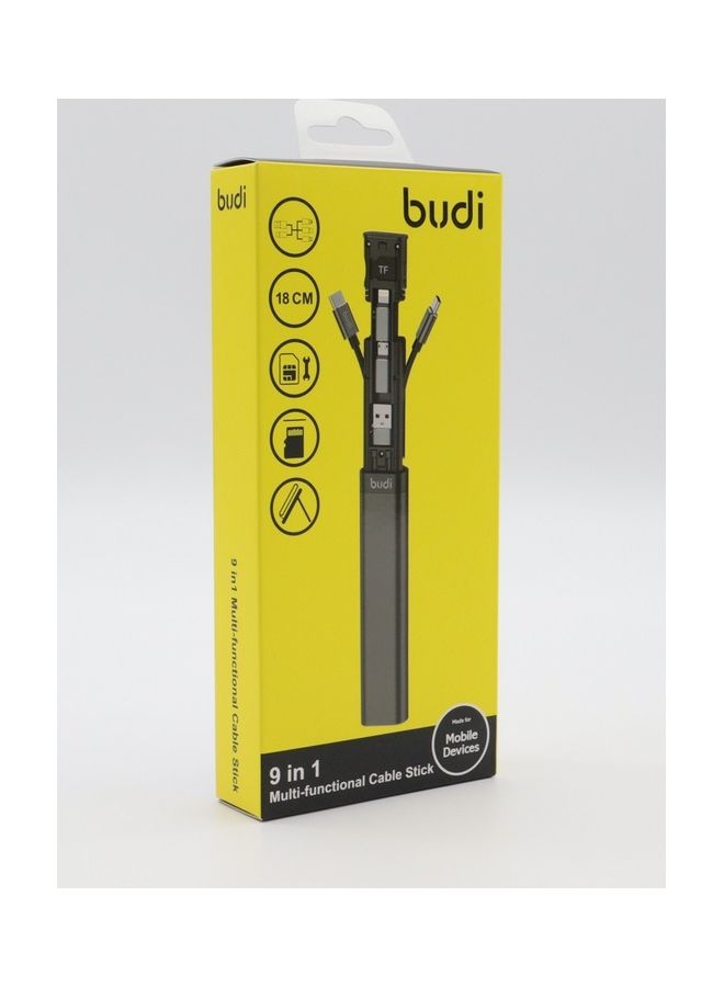 budi - 9-In-1 Multi-Functional Cable Stick Black - Image 1