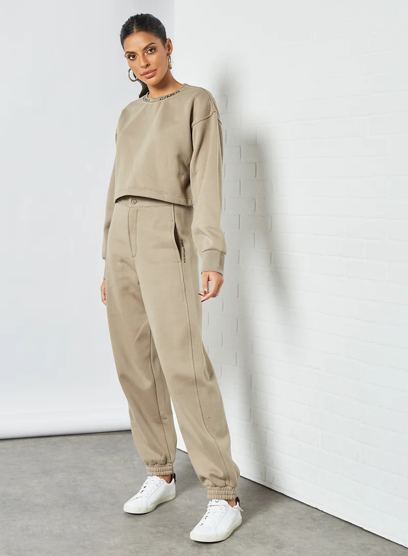 Cmeo collective Oversized Crop Sweatshirt Taupe