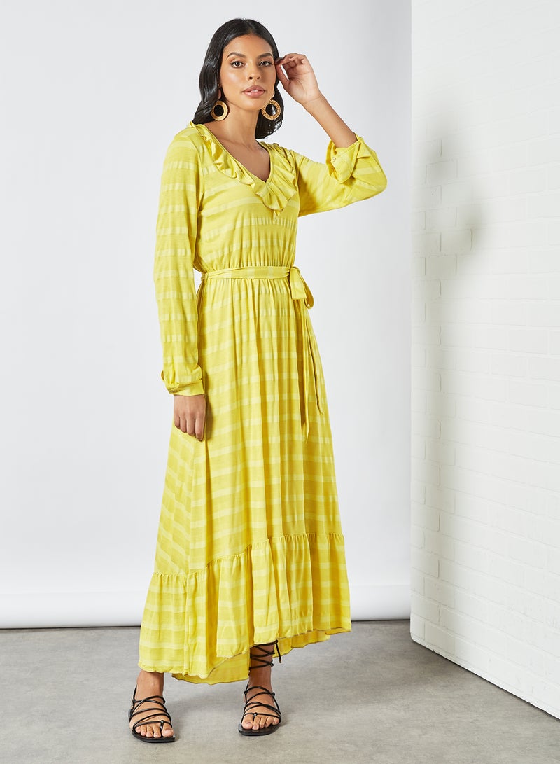 SIVVI for HANIYA Ruffle Detail Midi Dress Yellow - Image 2