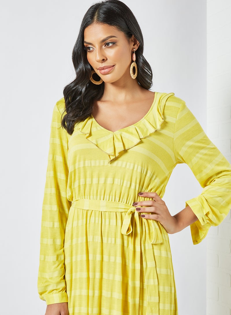 SIVVI for HANIYA Ruffle Detail Midi Dress Yellow - Image 3