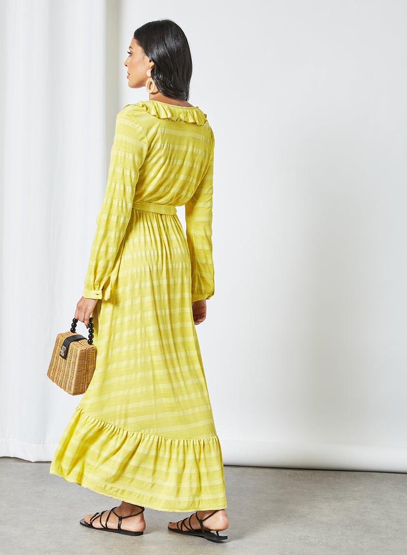 SIVVI for HANIYA Ruffle Detail Midi Dress Yellow - Image 4
