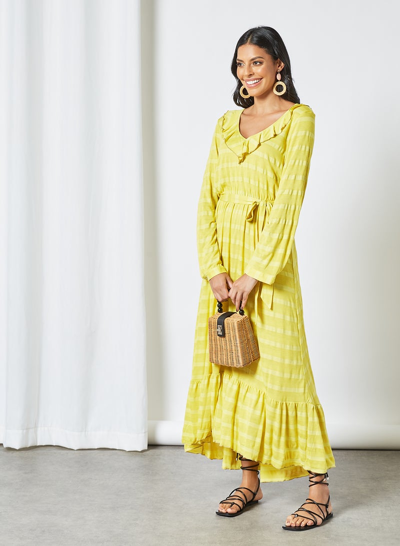 SIVVI for HANIYA Ruffle Detail Midi Dress Yellow - Image 1