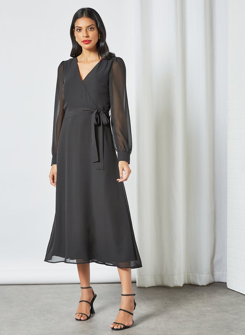 NA-KD Wrap Front Dress Black  - Image 1
