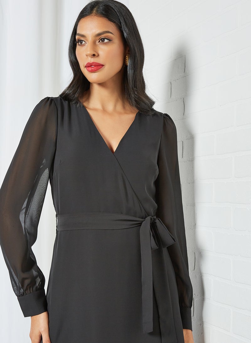 NA-KD Wrap Front Dress Black  - Image 2