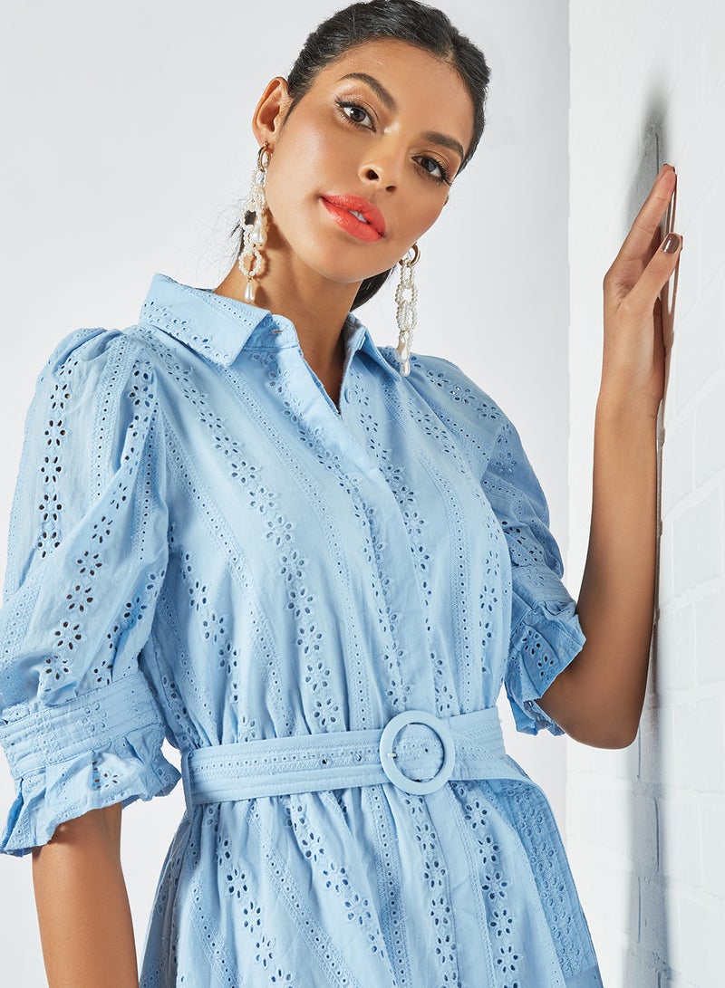 Broderie Belted Shirt Dress Light Blue - v1623315107/N46538899V_4