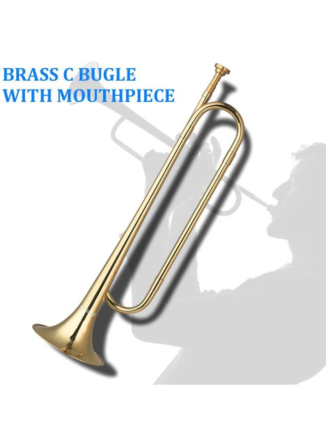 Muslady C Bugle Call Gold-Plated Trumpet Cavalry Horn with Mouthpiece  - Image 5