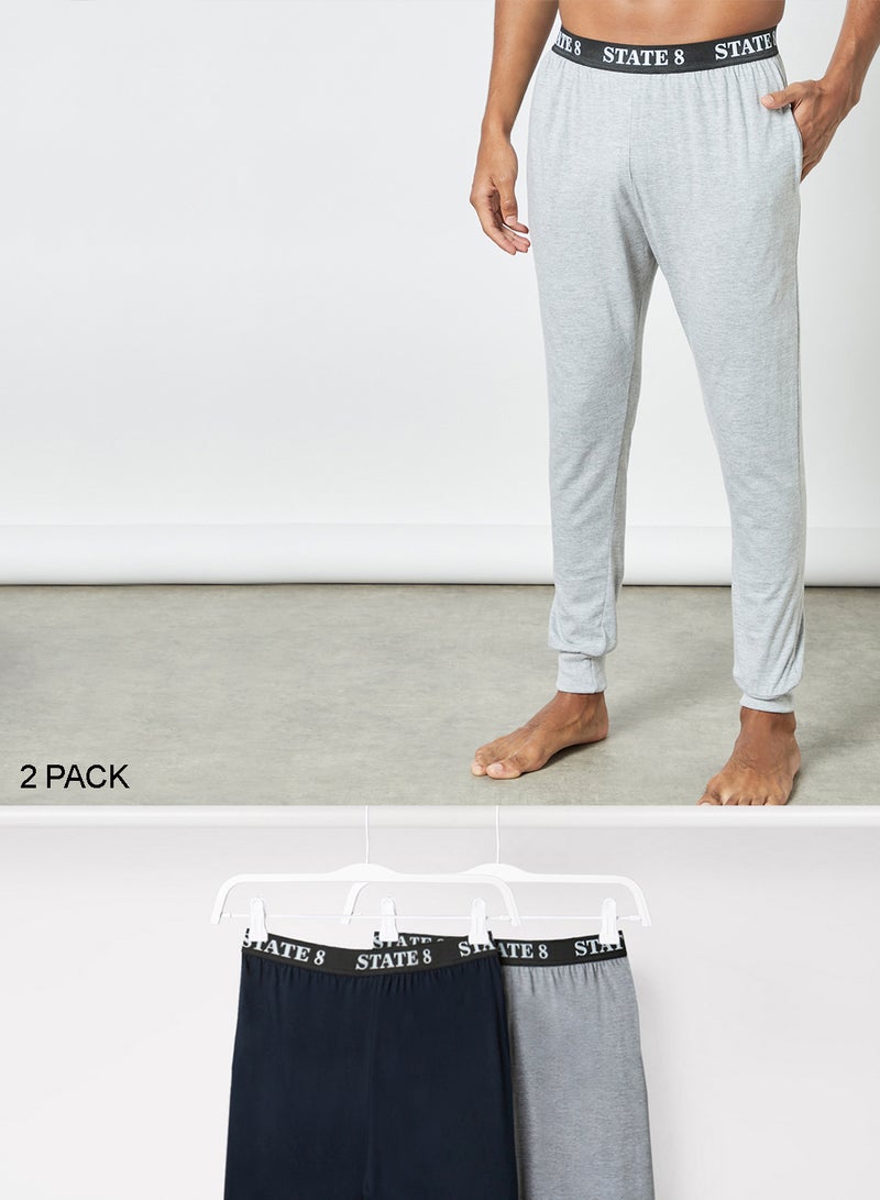 Sivvi x D'Atelier Logo Pyjama Pants (Pack of 2) Grey/Navy  - Image 1