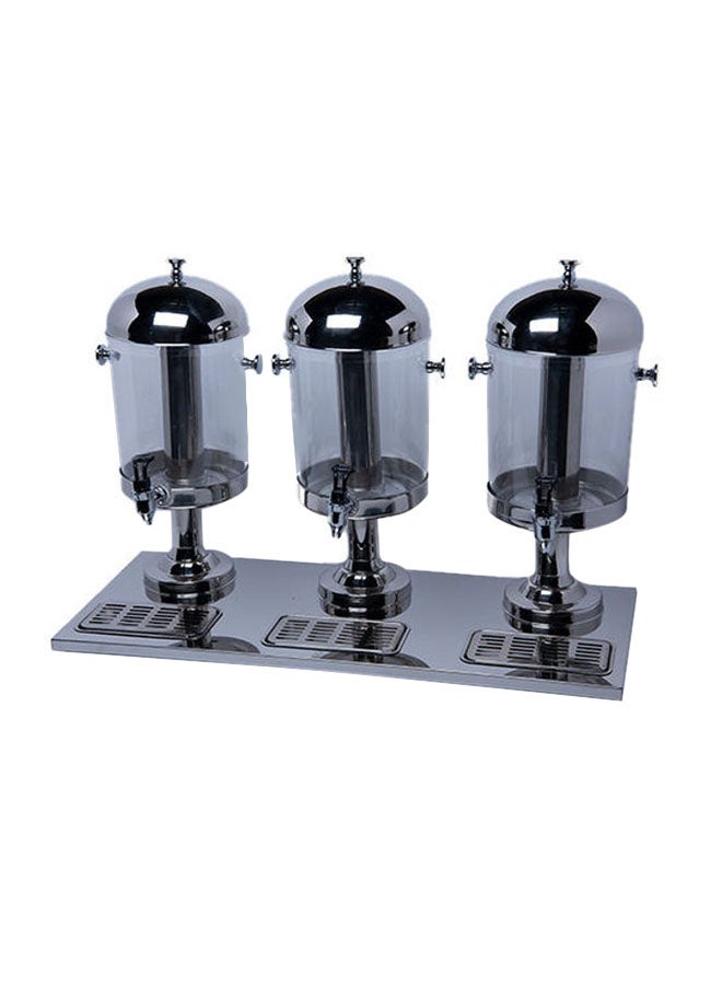 Squalo Triple Elegant Beverage Dispenser With Stainless Steel Base Silver 25x25x20cm