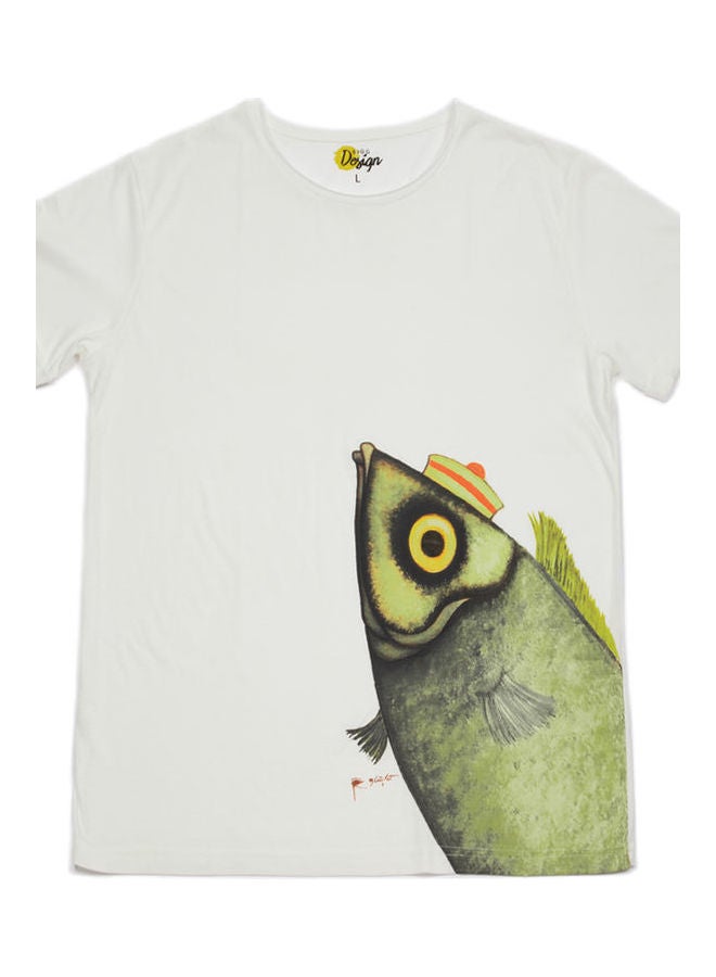 Biggdesign Stylish Round Neck T-Shirt White - Image 1