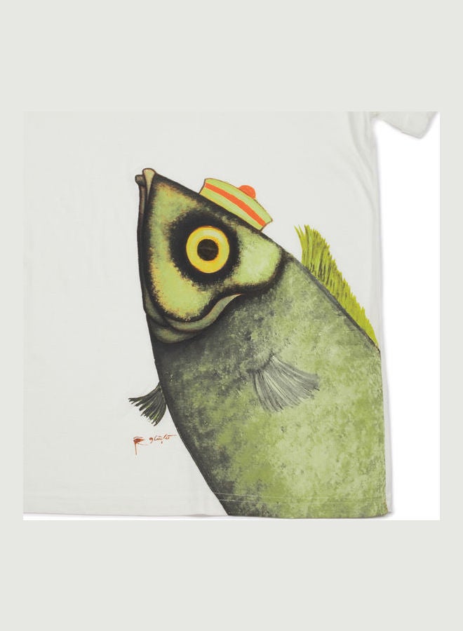 Biggdesign Stylish Round Neck T-Shirt White - Image 3