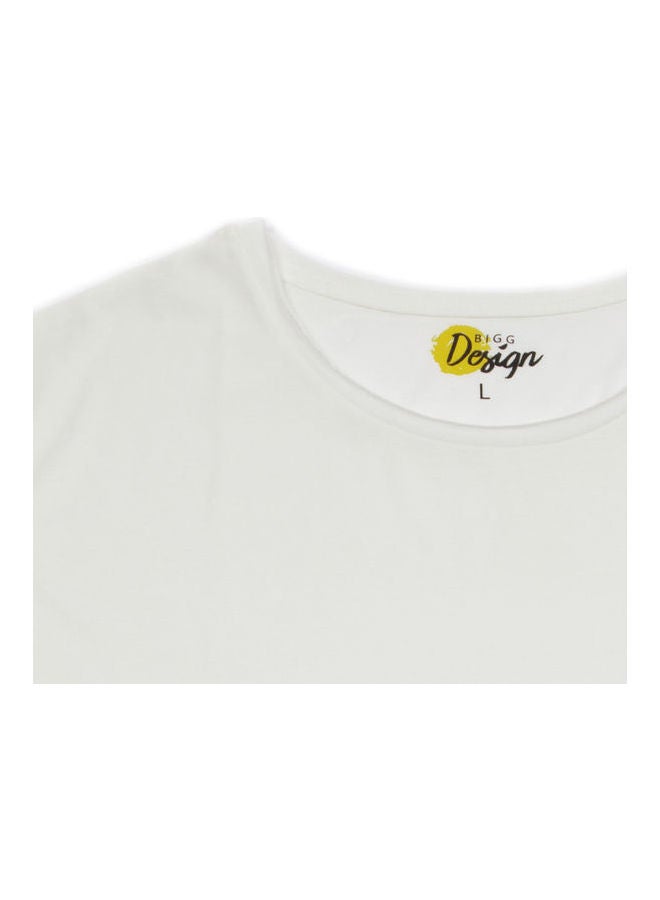 Biggdesign Stylish Round Neck T-Shirt White - Image 5