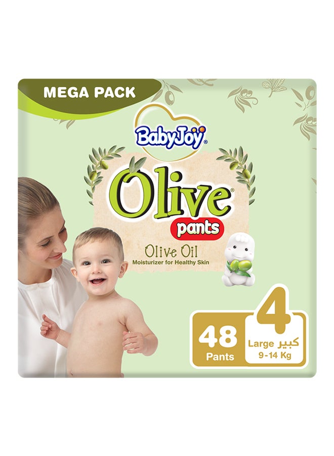 BabyJoy Olive Pants, Size 4 Large, Mega Pack, 9-14 Kg, 48 Count - Image 1