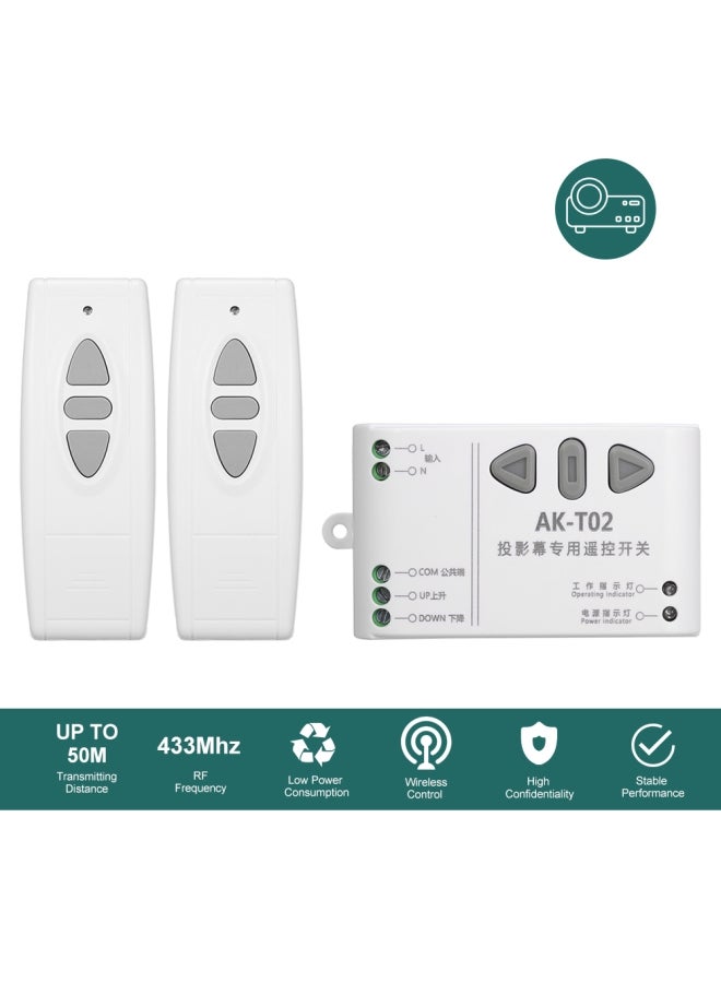 Generic - Wireless Remote Control Switch For Projection Screen Up Down White - Image 1
