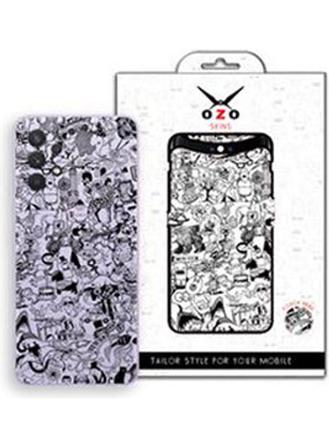 Ray Transparent With Chiness Shape And Random Graphics  Skin For Samsung Galaxy A32 Black/White - Image 1