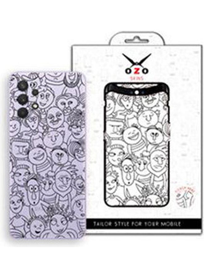 Ray Transparent Emoji Hand Drawing  Skin For Samsung Galaxy A32 Black/White - Image 1