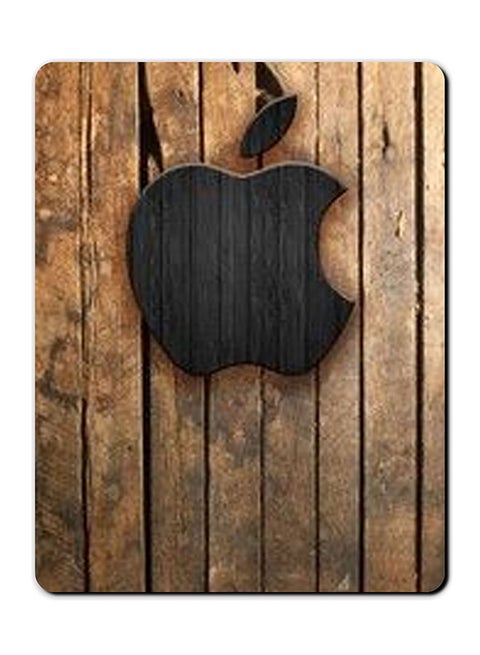 Black Apple Logo Smooth Surface Printed Anti-Slip Mousepad Multicolour
