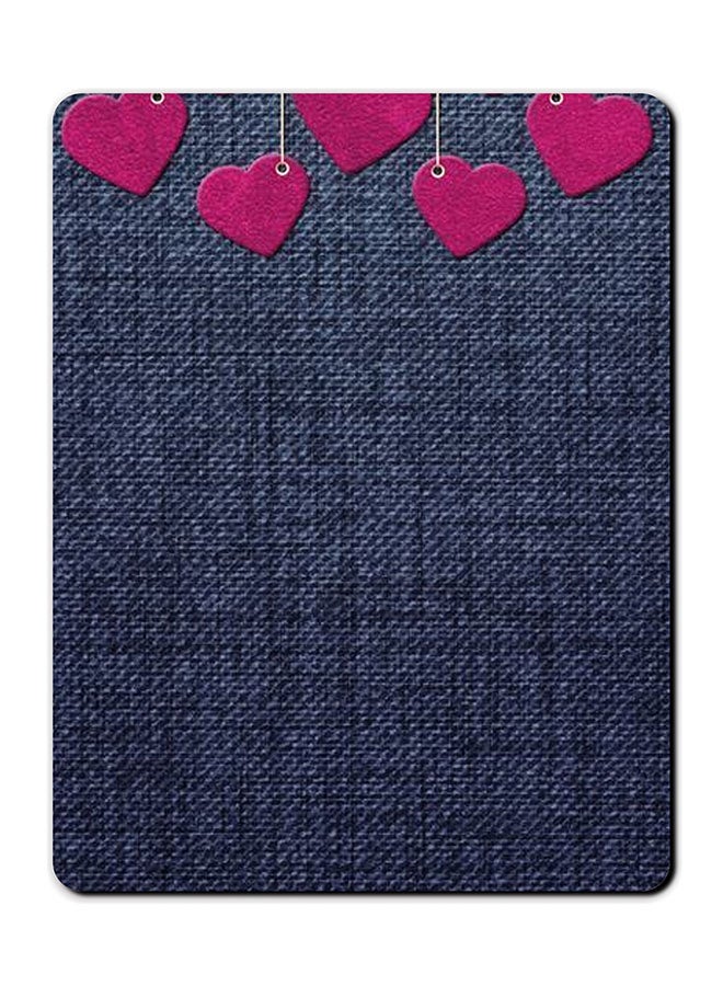 Theodor Blue Jeans With Heart Smooth Surface Printed Anti-Slip Mousepad Multicolour