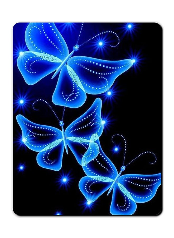 Theodor Blue Light Butterfly Smooth Surface Printed Anti-Slip Mousepad Blue/Black